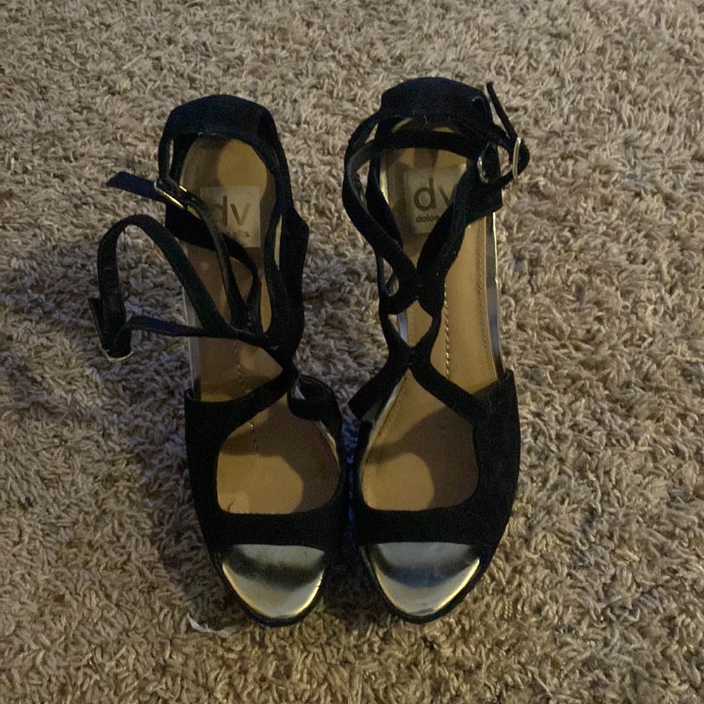 Dolce Vita Black with Gold open-toe Heel